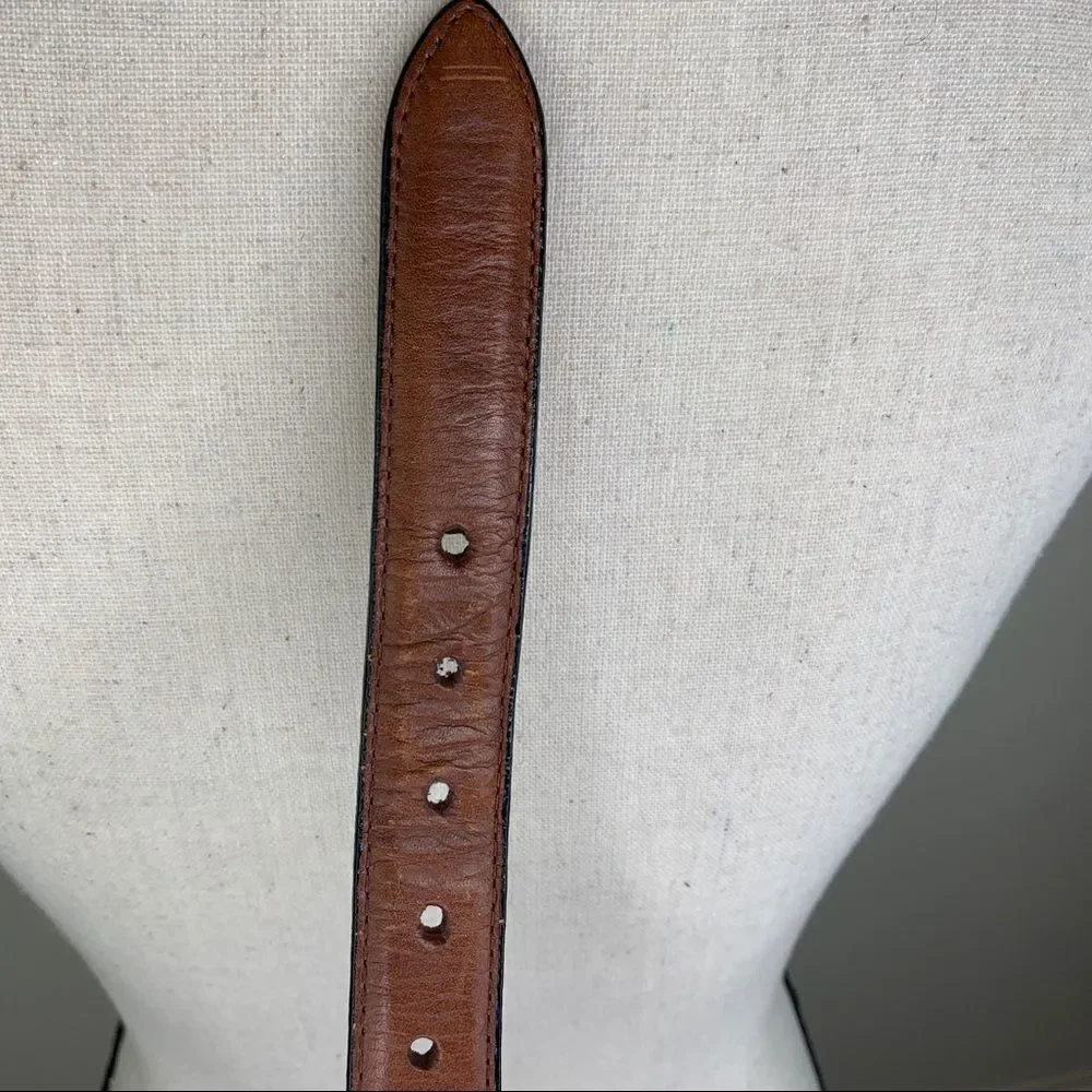 Brown Leather and Western Fabric Belt w/Silver‎